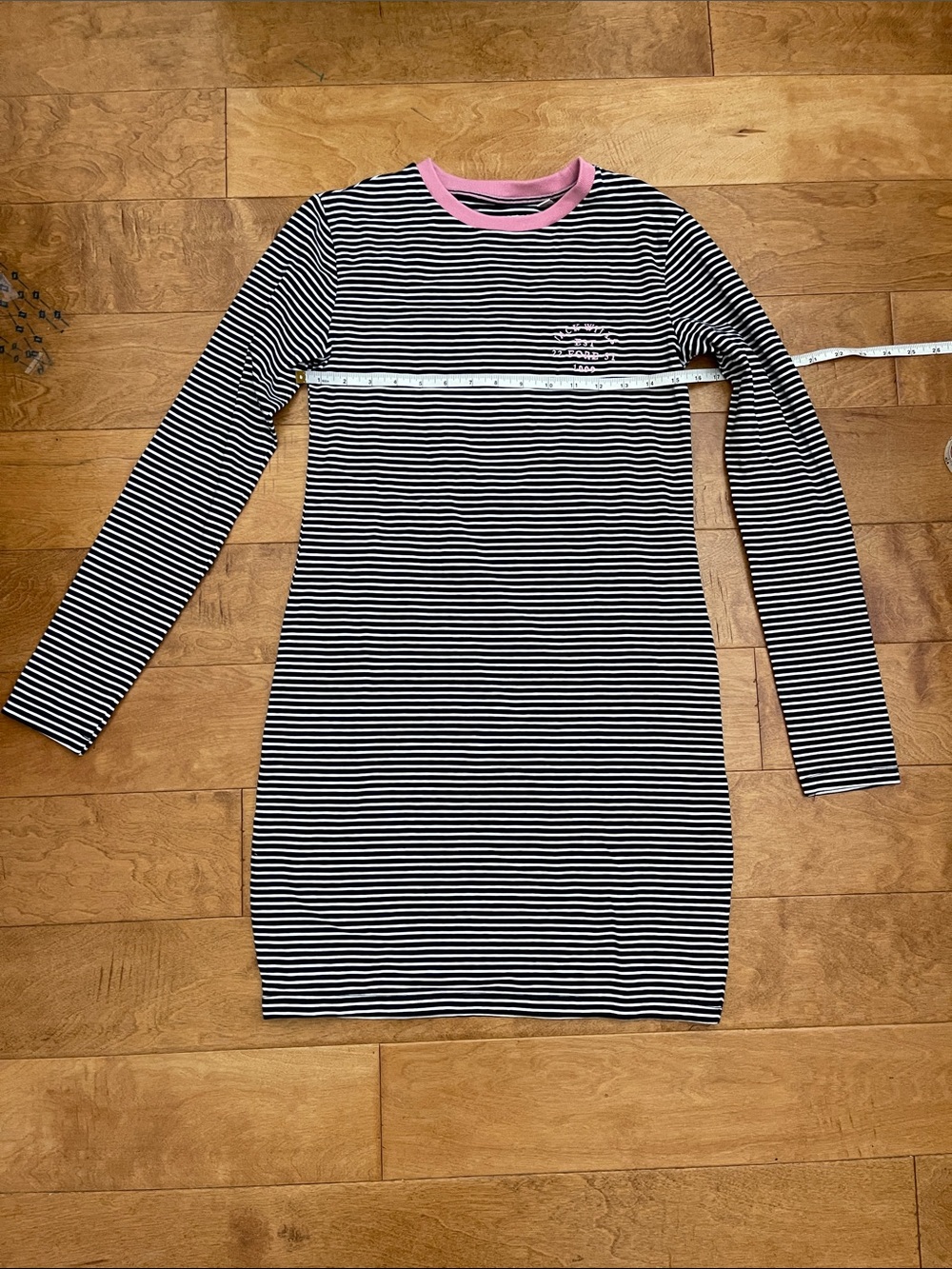 NWT Jack Wills Striped Long Sleeve Knit Dress with Pink Neckline